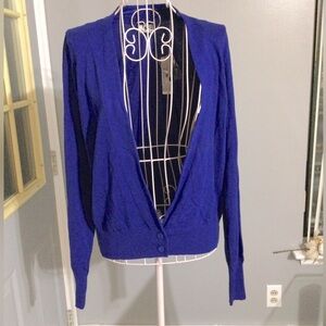 Worthington Women royal Blue long sleeve sweater cardigan top NWT size M